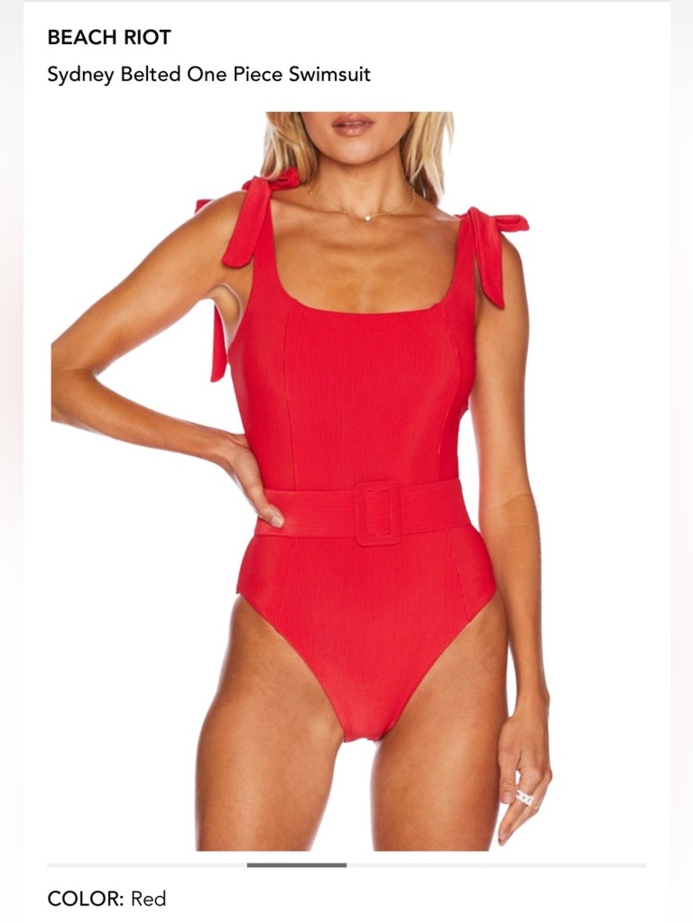 $188 NWT Beach Riot Women's Red Sydney Ribbed One-Piece Swimsuit Size XS - Picture 2 of 7